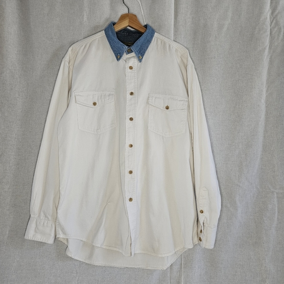 Men's White Denim Collar Shirt - Picture 4 of 6
